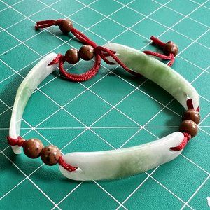 New Jade Wood Beads Red Rope Bracelet